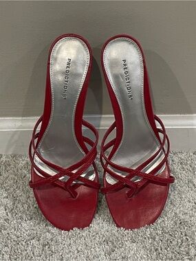 Y2K Predictions Red Strappy Kitten Heels Size 8